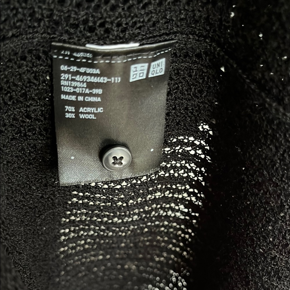 Uniqlo Knit Lace Black Sheer Knit Button-Up Dress - Picture 6 of 8